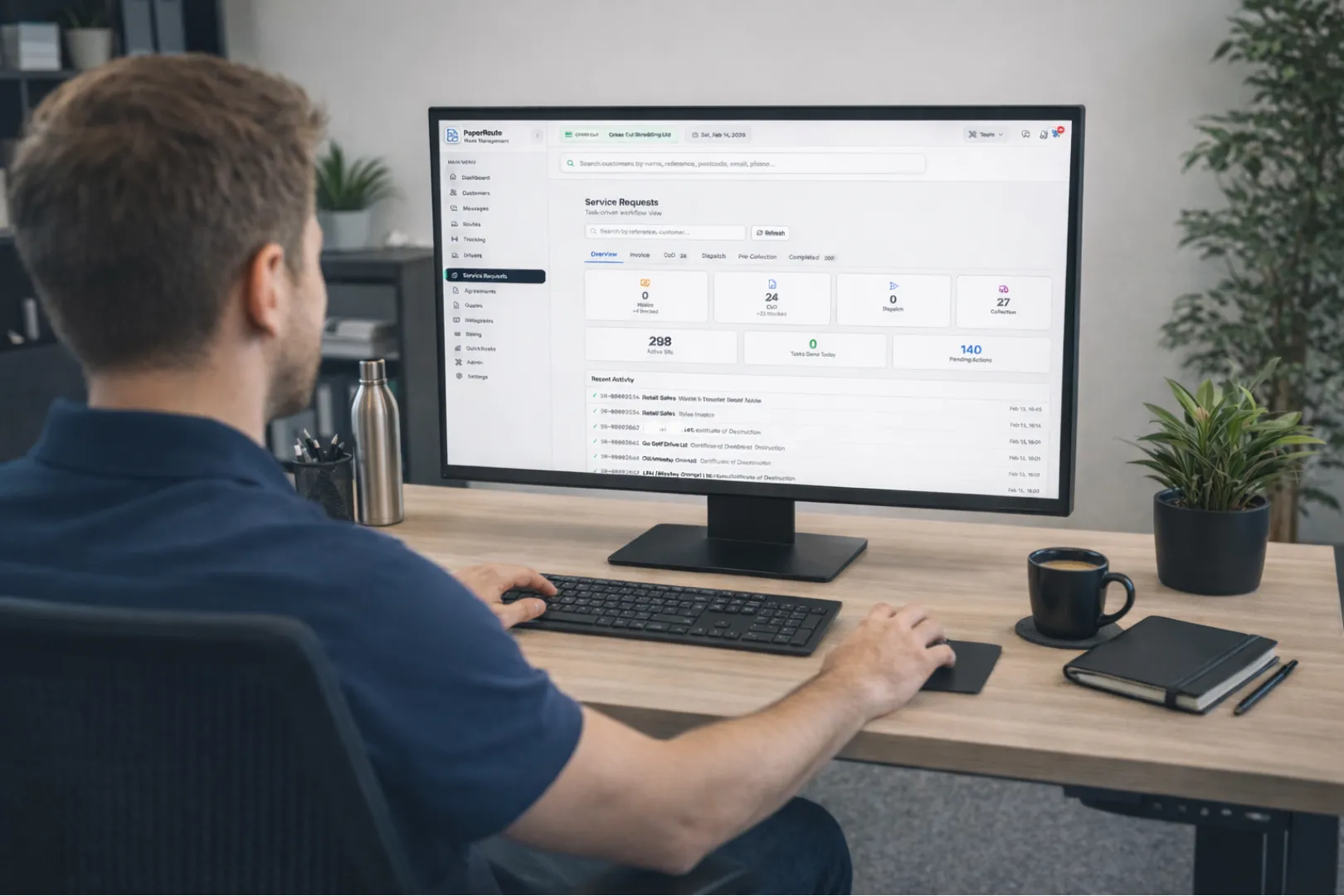 Waste management software dashboard replacing paper WTNs, spreadsheets and manual Sage data entry